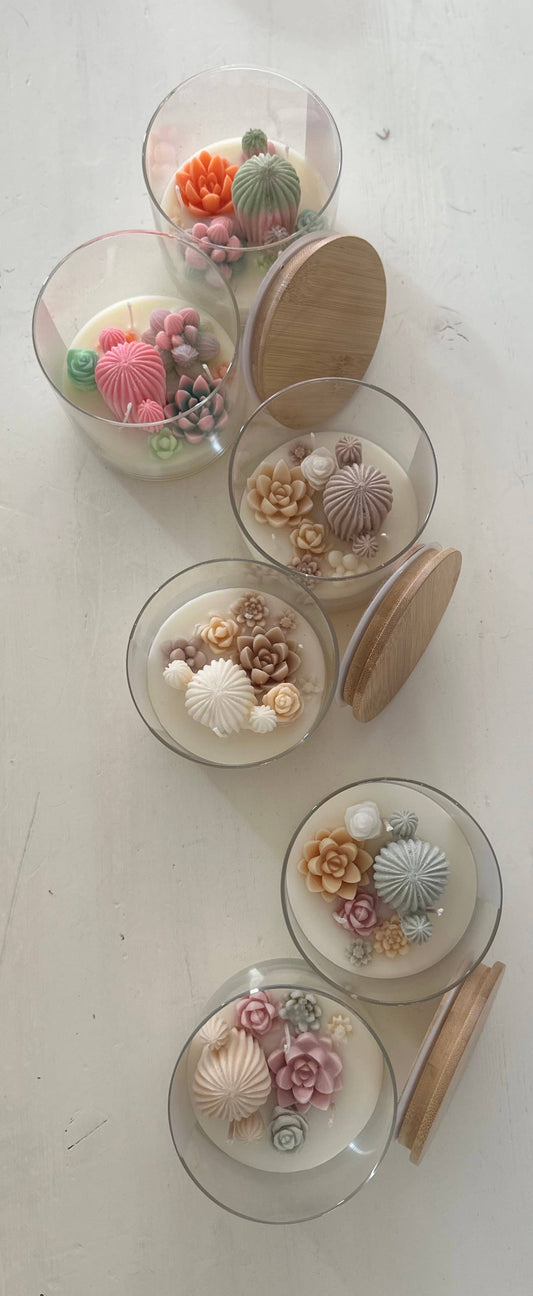 The Succulent Scented 3 Wick Cactus Candle Jar