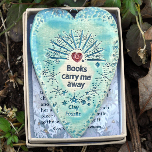 Books carry me away, pottery, ornament, boxed gift, reading,