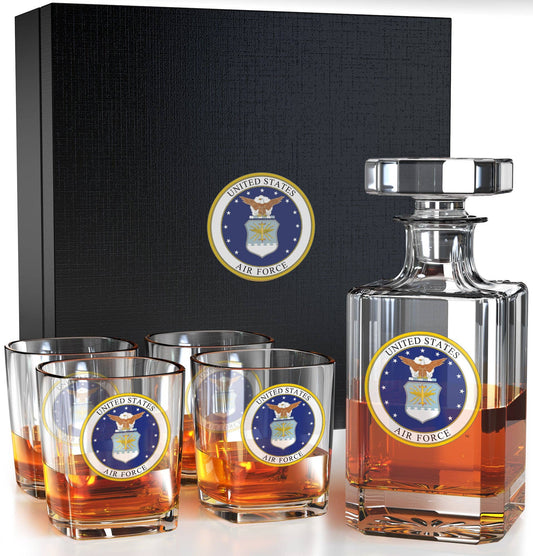 U.S. Air Force Decanter Whiskey Glass - 5 Piece Set