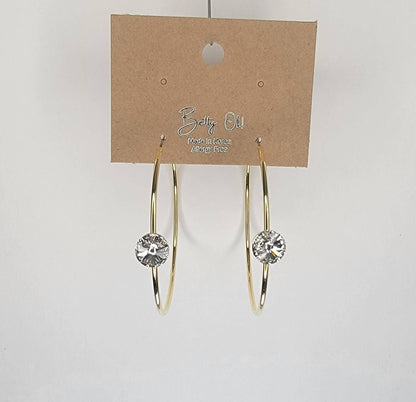 Single Stone Hoop Earring