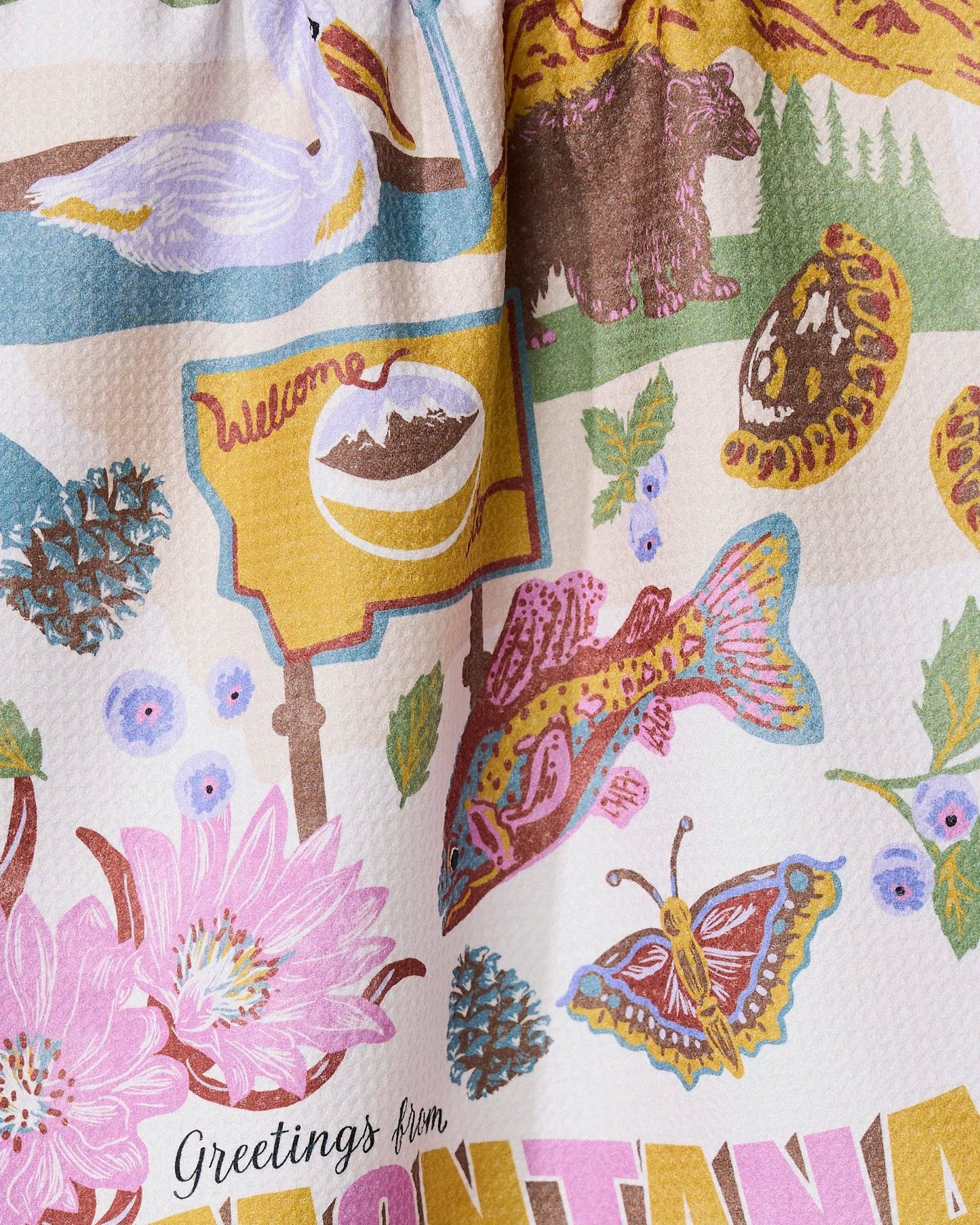 Geometry - Greetings From Montana Tea Towel