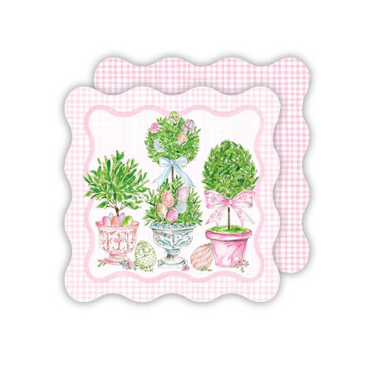Easter Topiaries in Pots  Eggs and Bunnies Coasters -RosanneBeck Collections