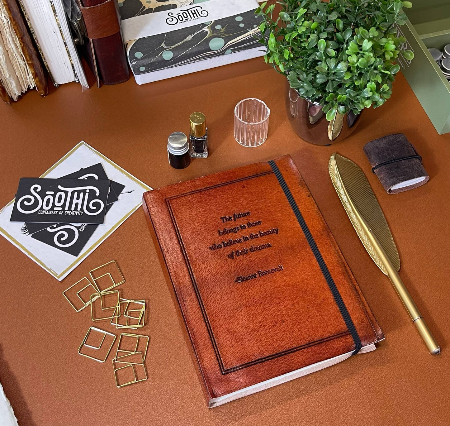 The Future Belongs, Eleanor Roosevelt Leather Journal - 8x6