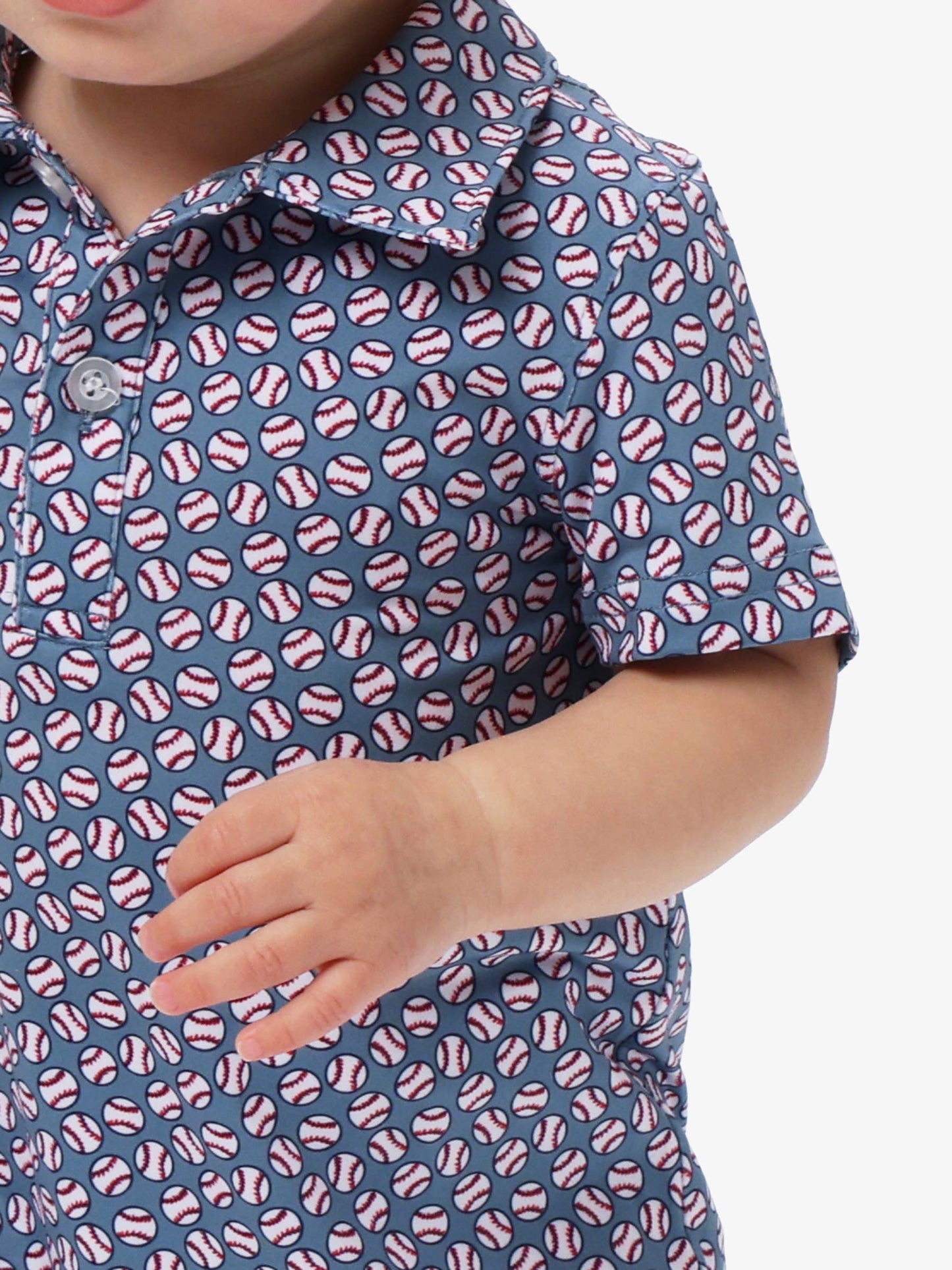 Baby Boys Home Run Performance Polo Romper: Navy / 6-12m