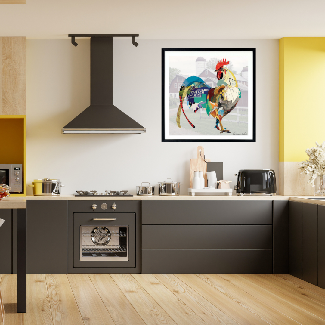 3D Collage Art | Rooster (26"x26")