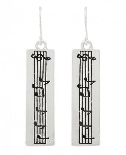 Antique Silver Music Note Metal Earrings