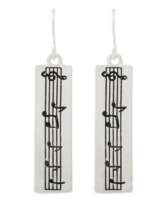 Antique Silver Music Note Metal Earrings