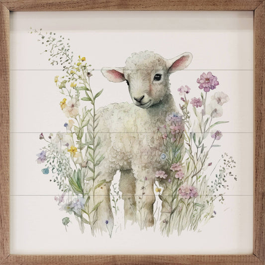 Peeking Lamb In Flowers