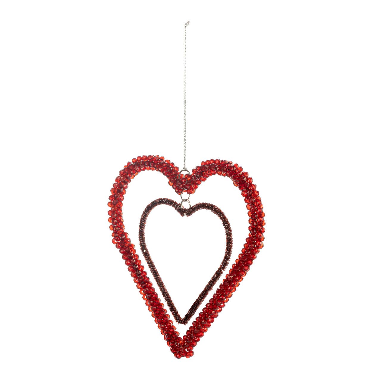 Red Beaded Heart Orn