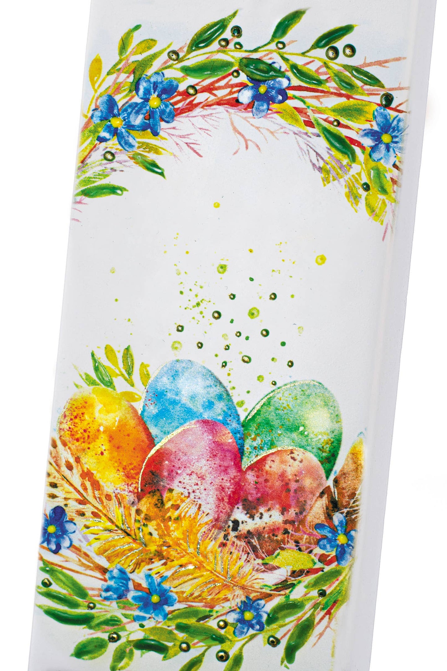 Flat Handmade Candle - Eggs in Floral Nest Easter Candle