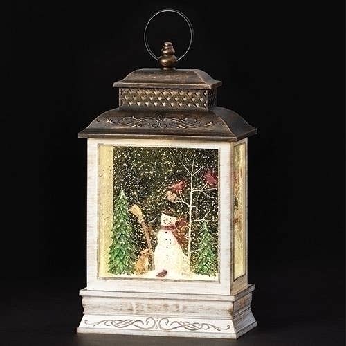 10.5" Snowman w/ Animals Snow Globe Lantern