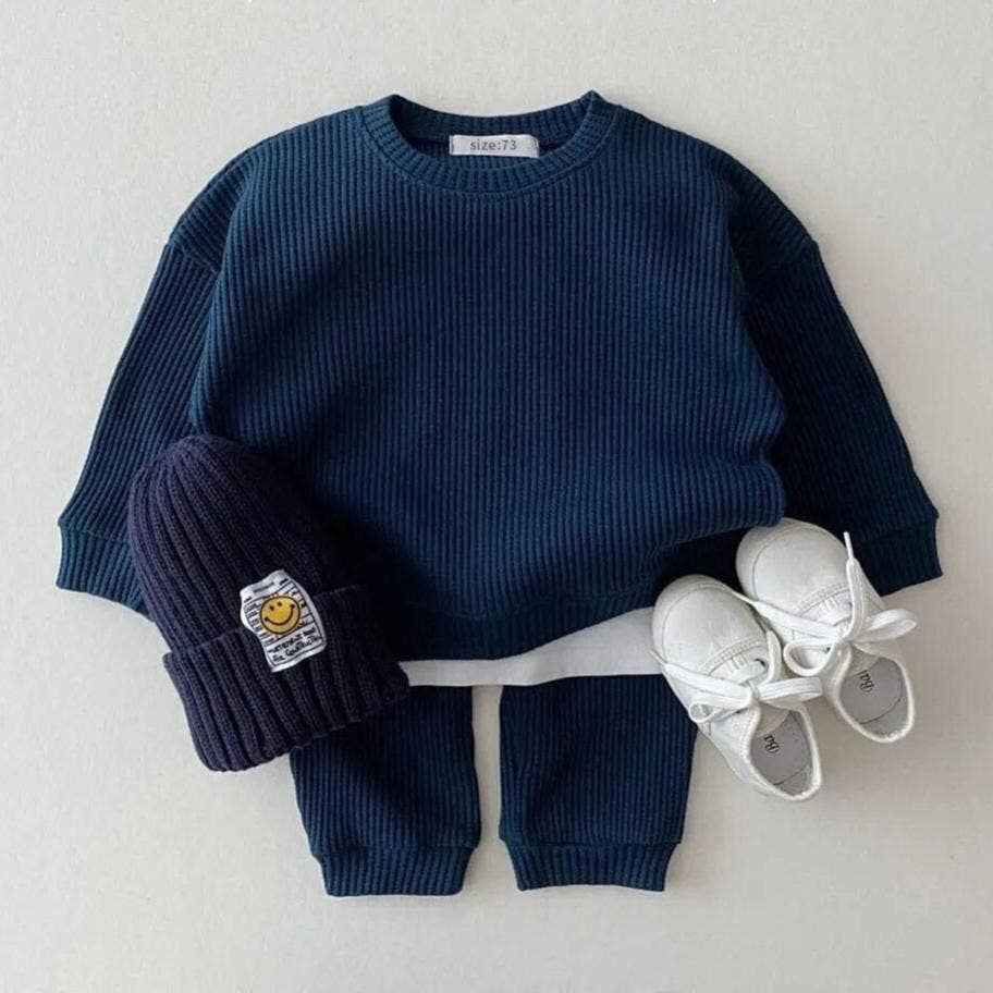 Baby Cotton Tracksuit Pullover Set: 6-12M / Navy