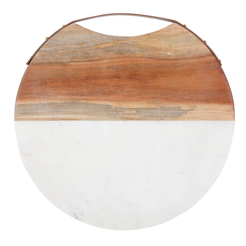 14" Rd Wood & Marble Cheese Board