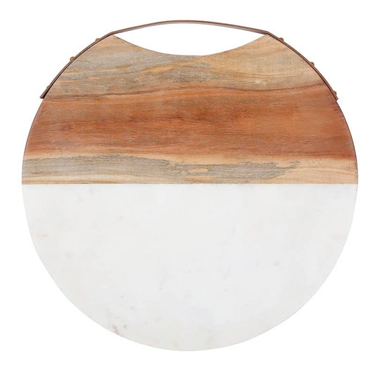 14" Rd Wood & Marble Cheese Board