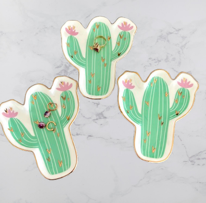 Cactus Trinket Dish Ceramic 