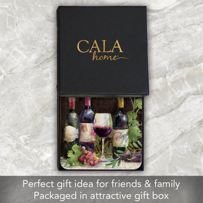 Cala Home Rustic Wine Boxed Hardboard Coaster 4pk