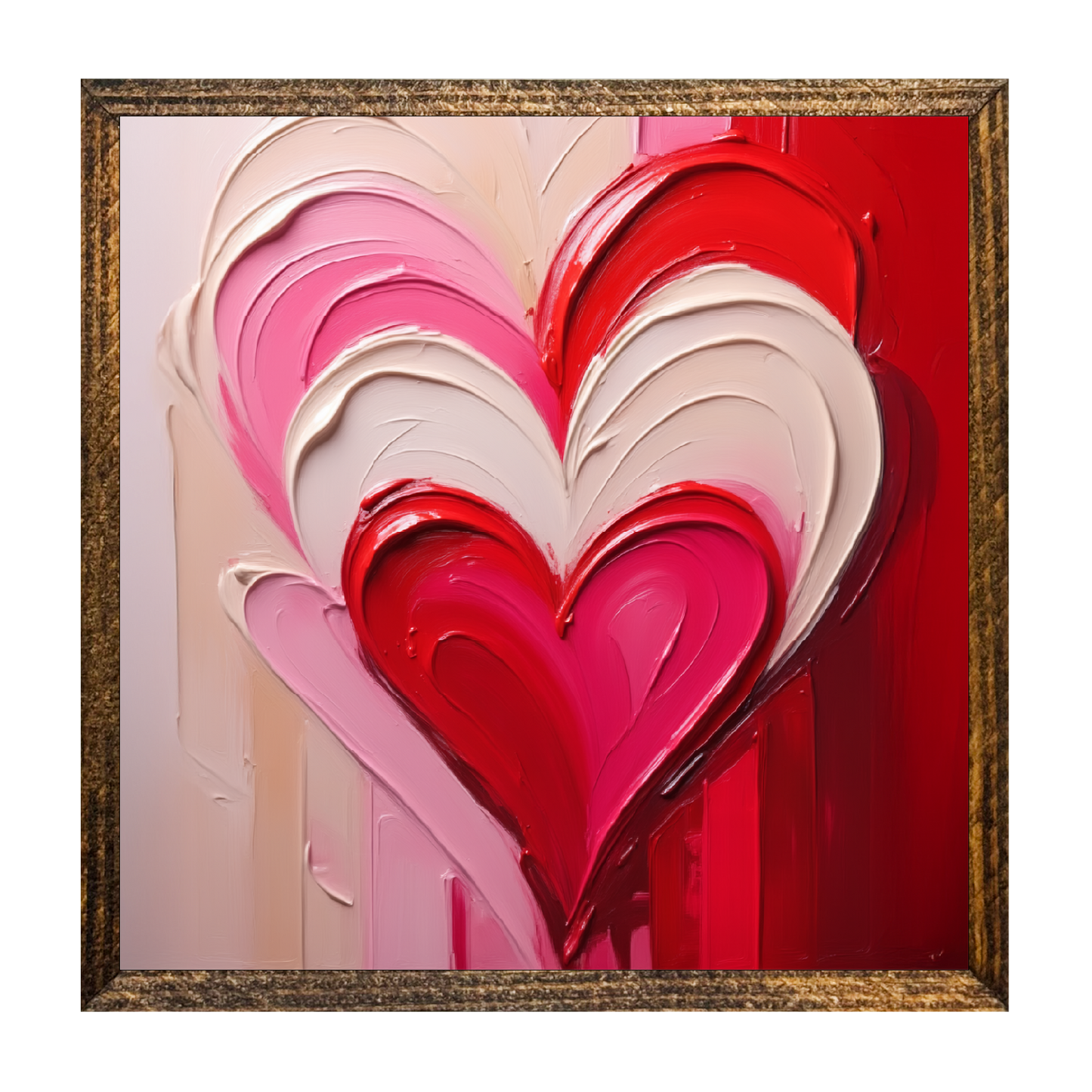 Jarmz Designs - 7"x7" WOOD FRAMED CANVAS SHELF SITTER-LAYERED HEARTS
