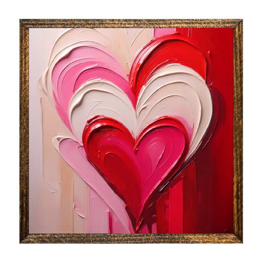 Jarmz Designs - 7"x7" WOOD FRAMED CANVAS SHELF SITTER-LAYERED HEARTS