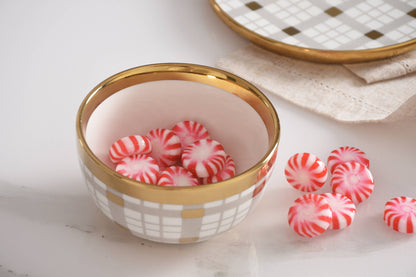 Snack Bowl Gold Plaid