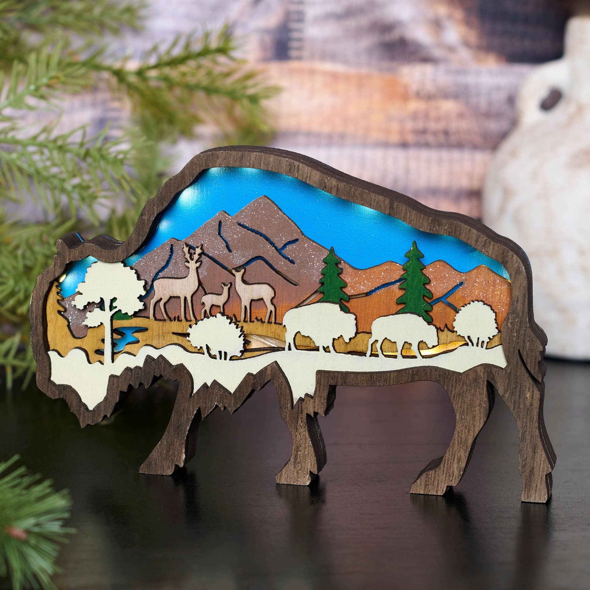 Lighted Bison Sitter