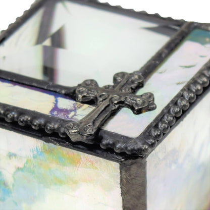 Clear Stained Glass Rosary Box