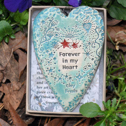 Forever in my heart, ceramic, gift, pottery ornament, USA