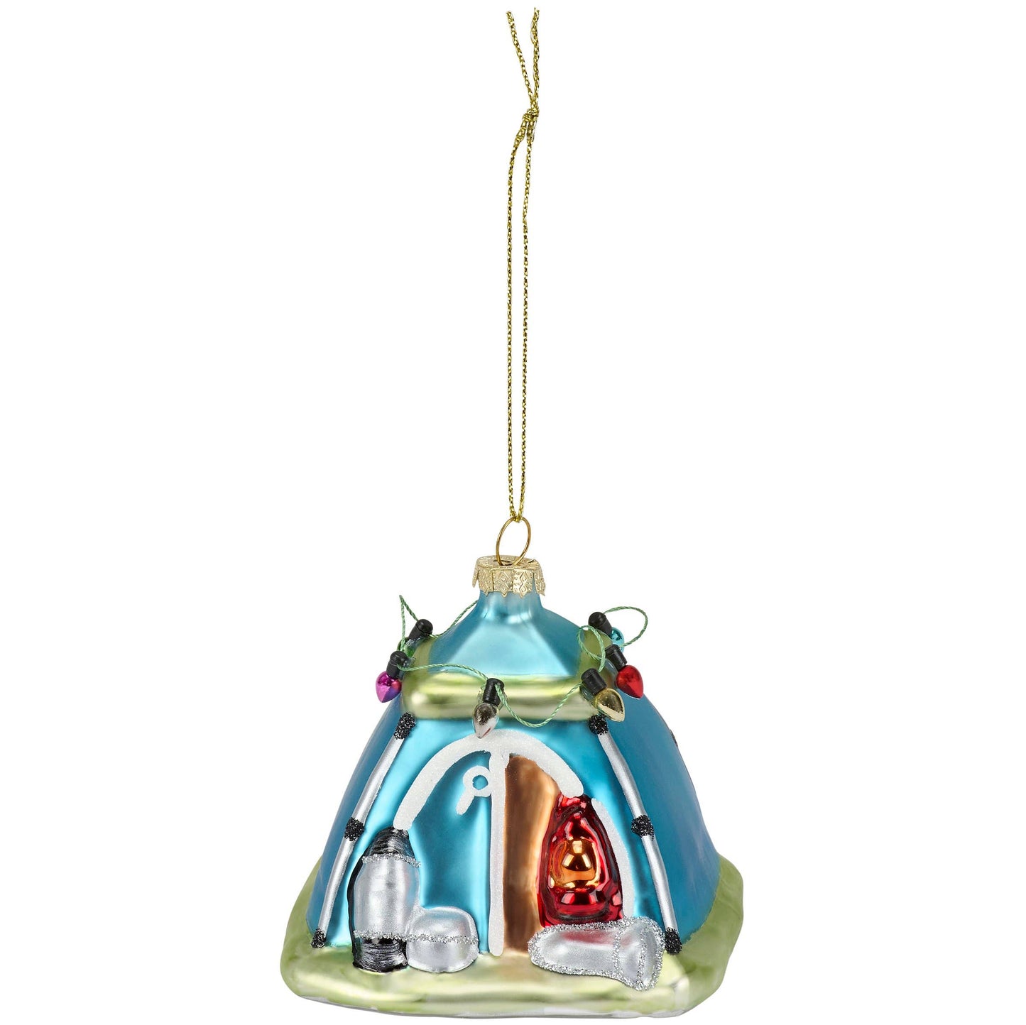 Camping Tent Glass Ornament
