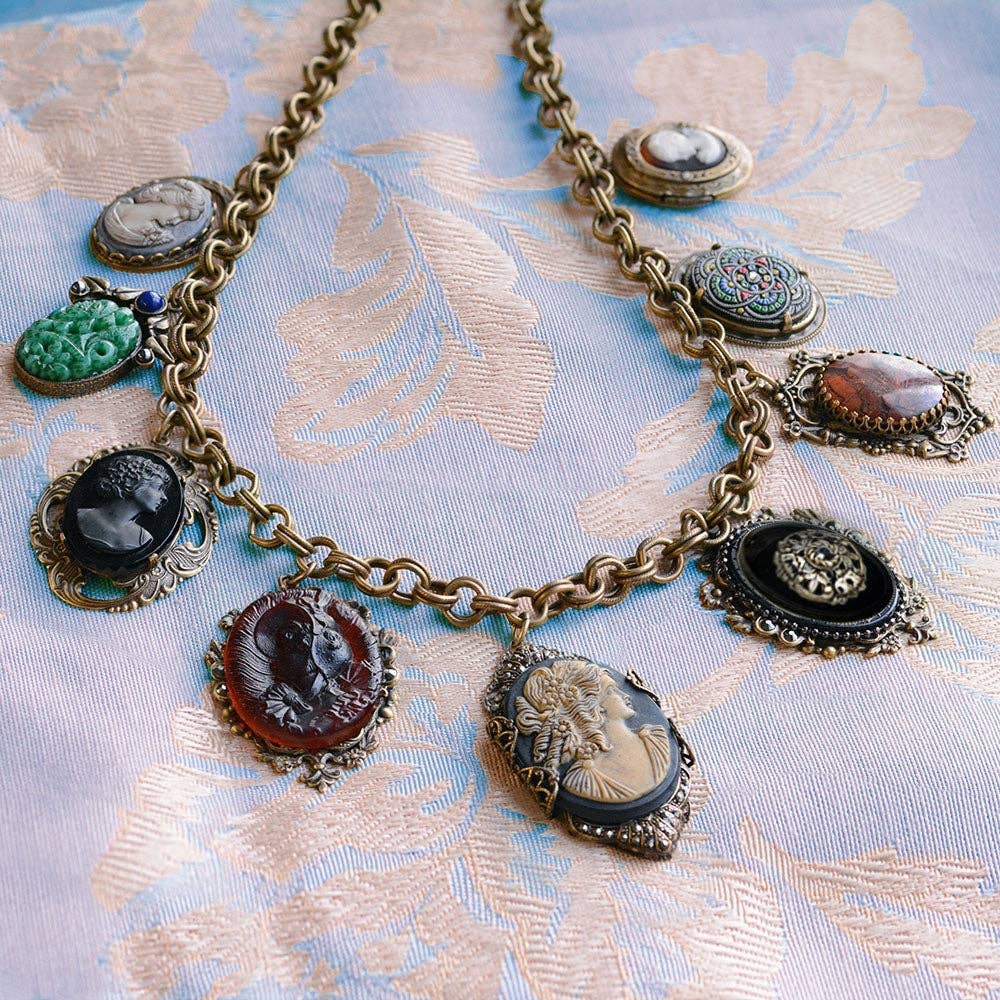 Antique Elements and Cameo Charm Necklace N1435