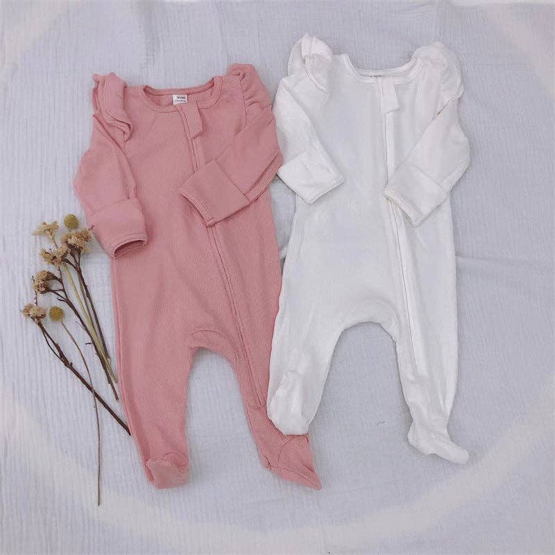 Baby Girl Cotton Romper - White