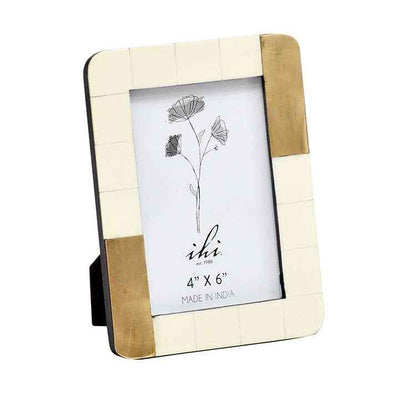 White Photo Frame W/ Brass 4 X 6