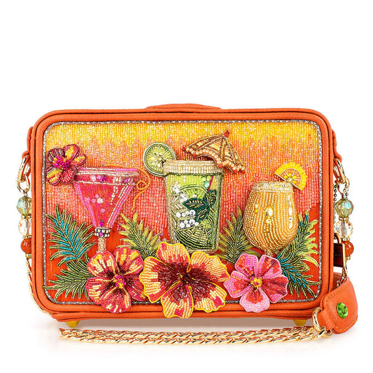 Mary Frances Accessories - Relax and Rewind Beaded Flower and Cocktails Handbag
