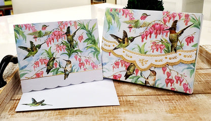 Hummingbird Embossed, Die-Cut Boxed Portfolio Note Card
