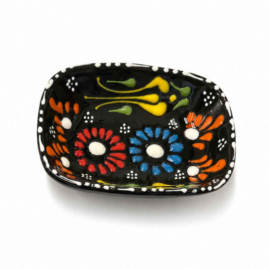 3" Square Ceramic Embossed Bowl