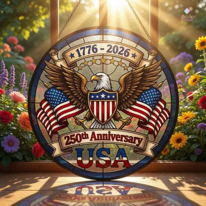 Patriotic Eagle Glass Suncatcher, 250 Years Of Freedom
