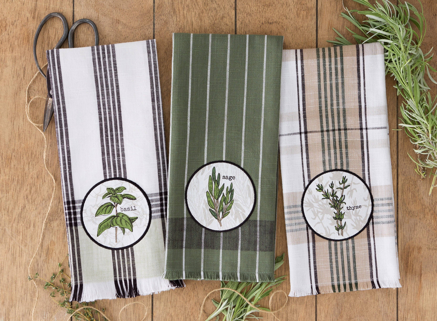 Herb Garden Embellished Dishtowel