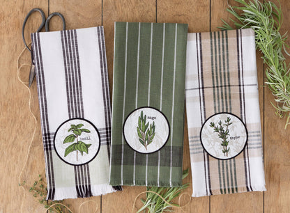 Herb Garden Embellished Dishtowel