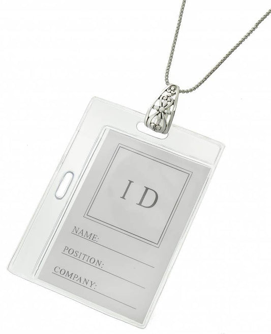 Filigree Cutout Metal ID Holder & Necklace