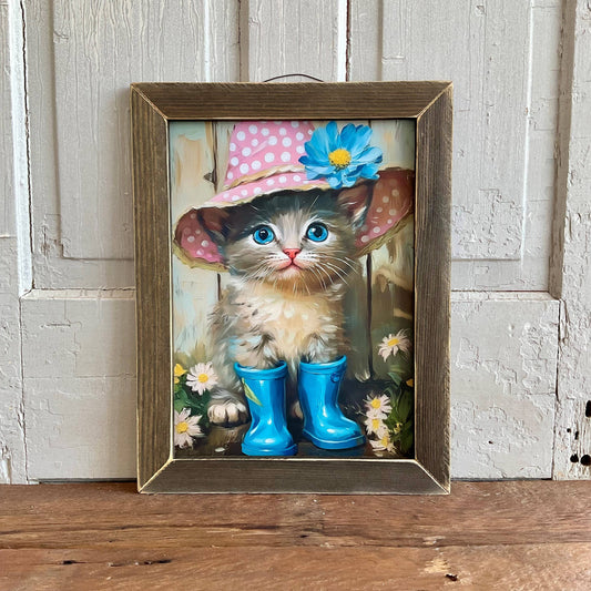 Ilustración de gatito de primavera