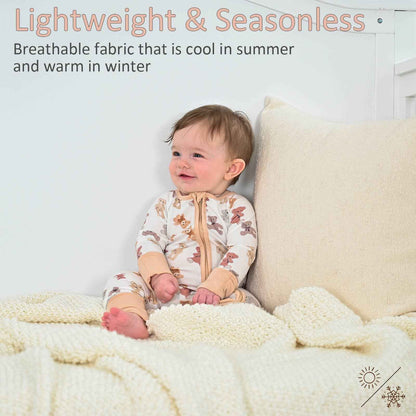 LollyBanks - Bamboo Baby Convertible Zipper Pajamas - Teddy Bear