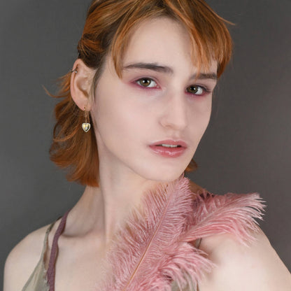 Small Vintage Heart w/ Tiny Crystals Earrings