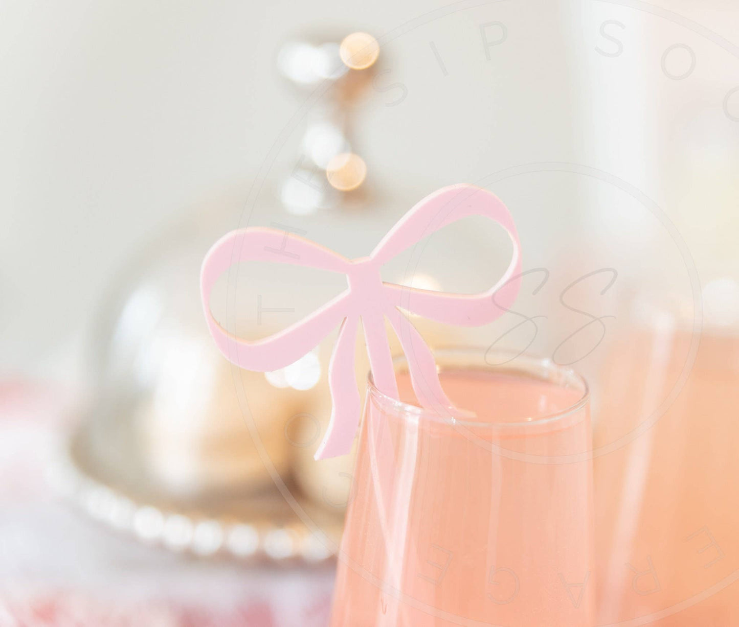 The Sip Social Co Pink Bow Cut Out Swizzle Stir Sticks