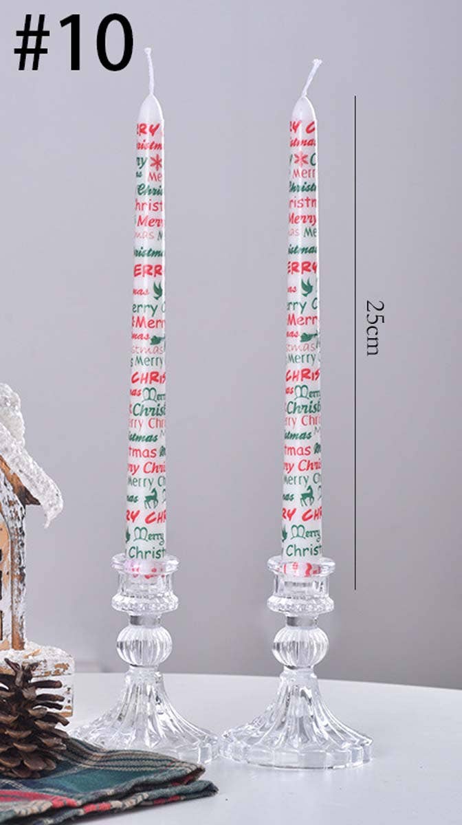 Smokeless Christmas Decorative Printed Taper Candle