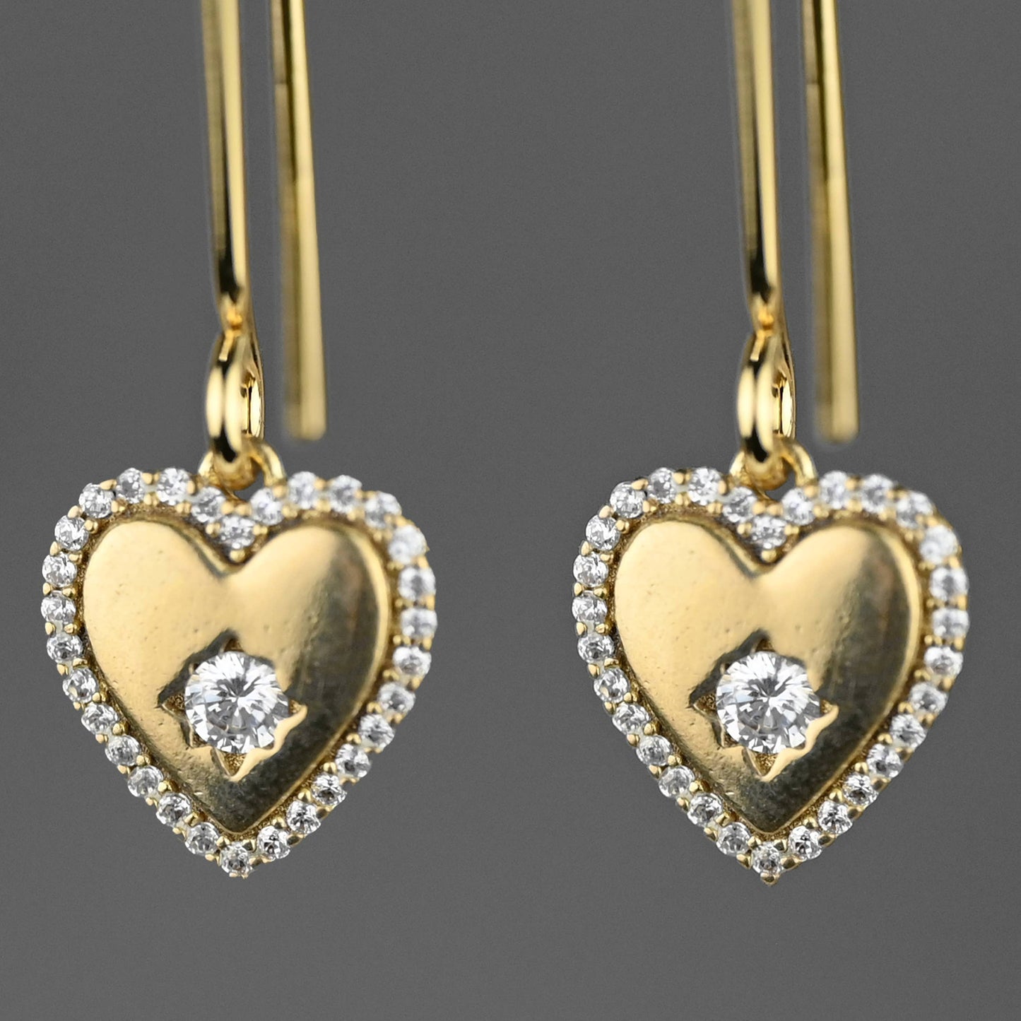 Small Vintage Heart w/ Tiny Crystals Earrings