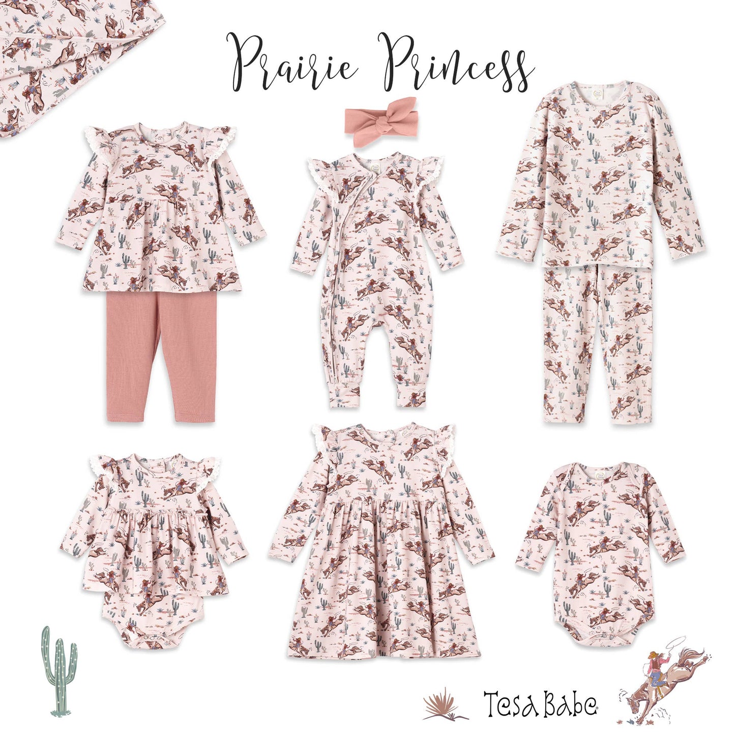 Prairie Princess Baby Girl Western Bamboo Skirted Bodysuit: 0-3M