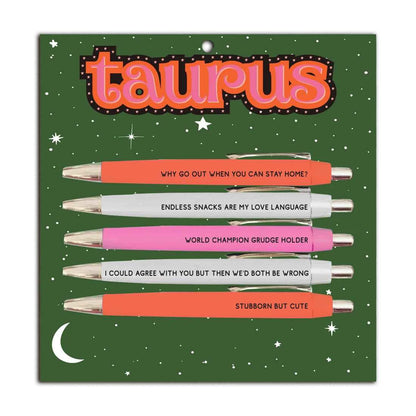 FUN CLUB - Taurus Pen Set (astrology, zodiac, funny, spring, easter)