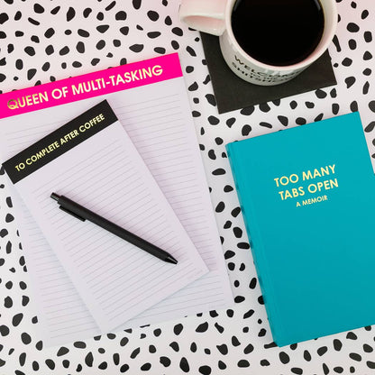 Chez Gagné - Too Many Tabs Open (a memoir) - Hardcover Daily Journal - Bright Teal