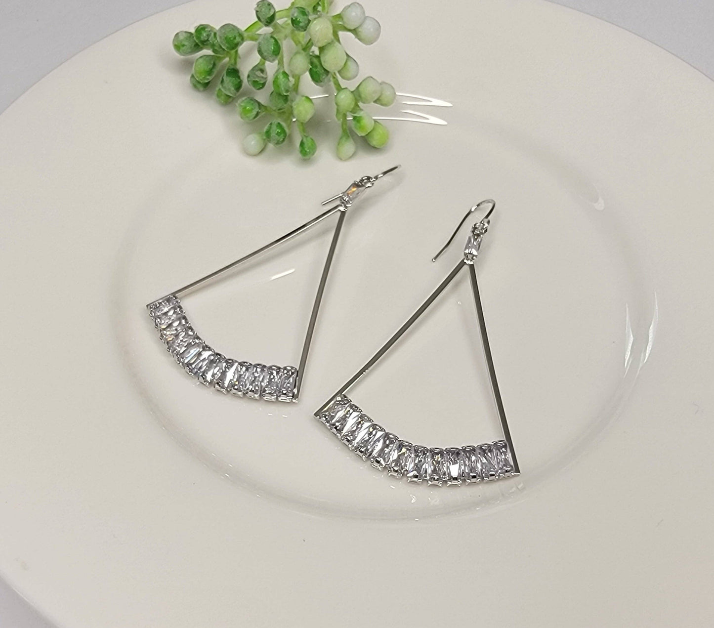 Cz Dangle Earrings - Brass Hook