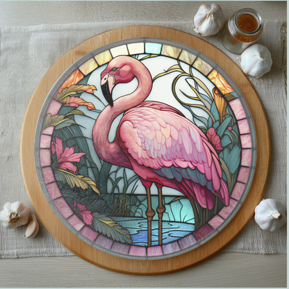 Flamingo Glass Charcuterie Board 8 - Inch