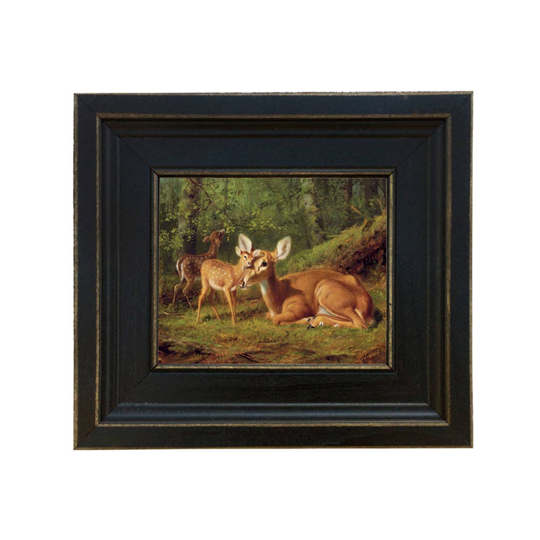 Doe and Twin Fawns by Tait Oil Painting Print on Canvas