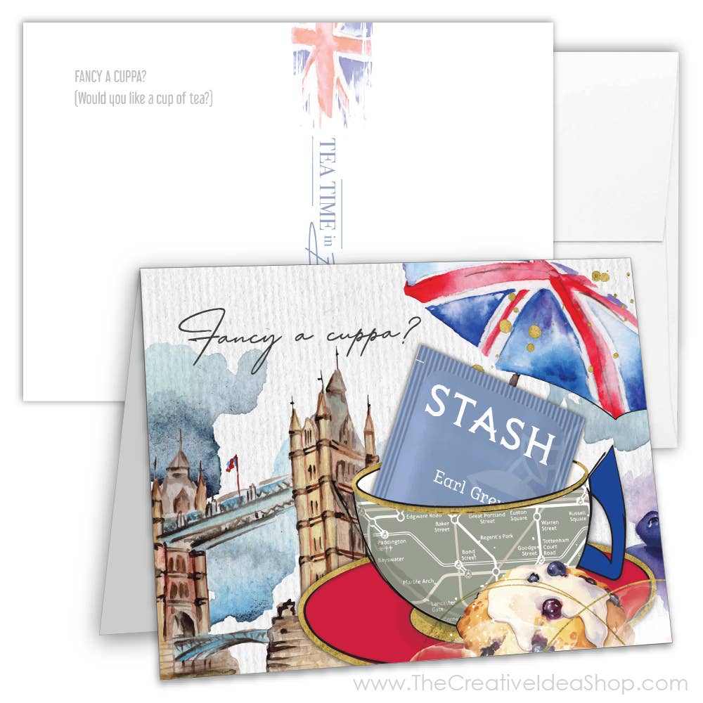 TEA GREETING Card w. REAL TEA BAG - Fancy a cuppa?
